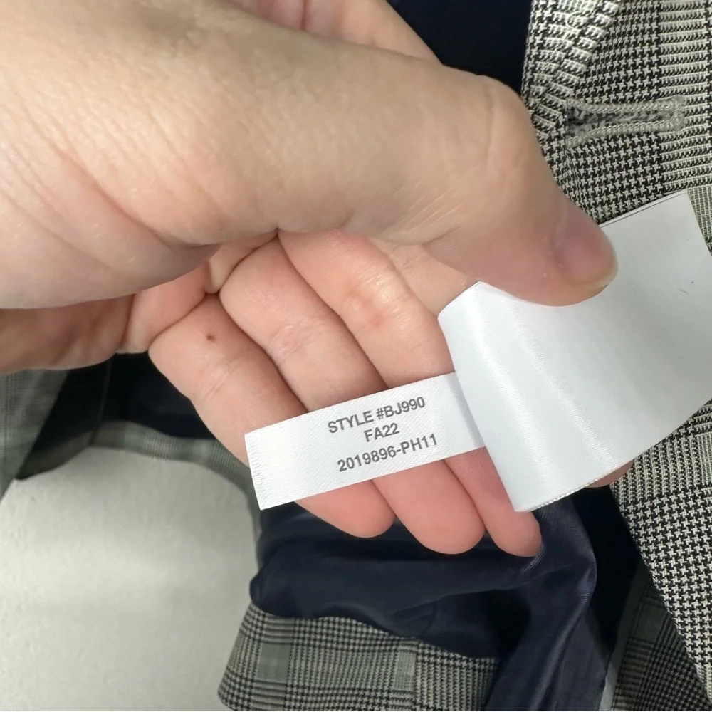 NEW J.Crew Mint Blue Gray Plaid Italian Stretch Wool Blend Devon Blazer Size 10